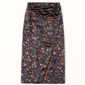 Satin High-Slit Midi Skirt